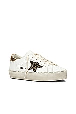 Golden Goose Hi Star Glitter Sneaker in White, Black Gold, & Gold, view 2, click to view large image.