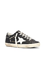 Golden Goose Super Star Leather Upper Sneaker in Black & White, view 2, click to view large image.
