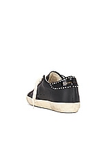 Golden Goose Super Star Leather Upper Sneaker in Black & White, view 3, click to view large image.