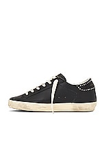 Golden Goose Super Star Leather Upper Sneaker in Black & White, view 5, click to view large image.
