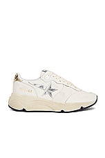 Golden Goose Running Star Sneaker in White, Silver, & Gold, view 1, click to view large image.