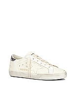 Golden Goose Super Star Sneaker in Beige & Silver, view 2, click to view large image.