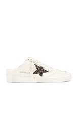 Golden Goose Ball Star Sabot Sneaker in Optic White & Nut, view 1, click to view large image.