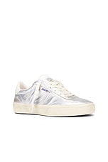 Golden Goose Soul-star Sneaker in Silver, White, & Milk, view 2, click to view large image.