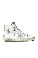 Golden Goose Francy Sneaker in White, Silver, & Milk, view 1, click to view large image.