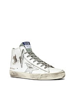 Golden Goose Francy Sneaker in White, Silver, & Milk, view 2, click to view large image.