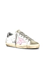 Golden Goose Superstar Sneaker in White, Ice, Orchid Pink, & Silver, view 2, click to view large image.