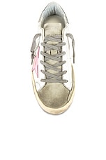 Golden Goose Superstar Sneaker in White, Ice, Orchid Pink, & Silver, view 4, click to view large image.