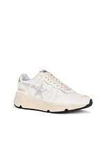 Golden Goose Running Sneaker in White, Silver, & Gold, view 2, click to view large image.