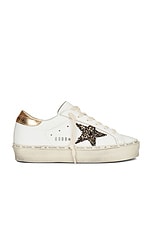 Golden Goose Hi Star Sneaker in White, Black Gold, & Gold, view 1, click to view large image.