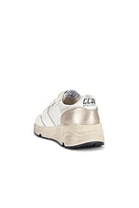 Golden Goose Running Sneaker in White, Orchid Hush, & Platinum, view 3, click to view large image.