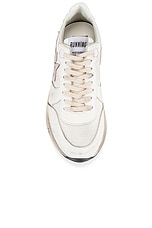 Golden Goose Running Sneaker in White, Orchid Hush, & Platinum, view 4, click to view large image.