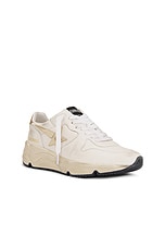 Golden Goose Running Sneaker in White, Gold, & Beige, view 2, click to view large image.