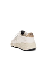 Golden Goose Running Sneaker in White, Gold, & Beige, view 3, click to view large image.