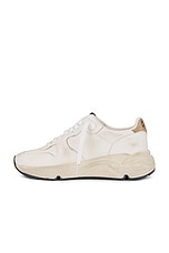 Golden Goose Running Sneaker in White, Gold, & Beige, view 5, click to view large image.