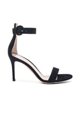 Gianvito Rossi Suede Portofino Heels in Black, view 1, click to view large image.