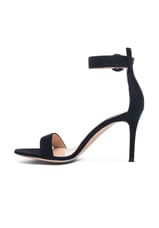 Gianvito Rossi Suede Portofino Heels in Black, view 5, click to view large image.