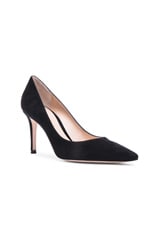 Gianvito Rossi Suede Pumps in Black, view 2, click to view large image.