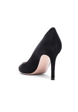 Gianvito Rossi Suede Pumps in Black, view 3, click to view large image.