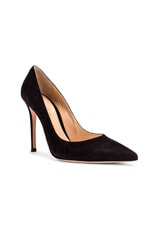 Gianvito Rossi Suede Gianvito Pumps in Black, view 2, click to view large image.