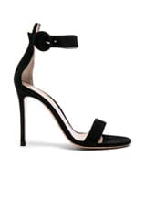 Gianvito Rossi Suede Portofino Heels in Black, view 1, click to view large image.