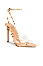 Gianvito Rossi Stark Ankle Strap Heels in Transparent & Nude, view 2, click to view large image.