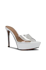 Gianvito Rossi Betty Platform Mules in Transparent & White, view 2, click to view large image.