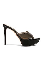 Gianvito Rossi Betty Platform Mules in Fume & Black, view 1, click to view large image.