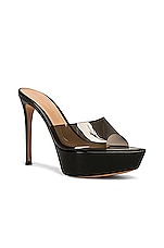 Gianvito Rossi Betty Platform Mules in Fume & Black, view 2, click to view large image.