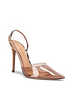Gianvito Rossi Ribbon D'orsay Heels in Peach, view 2, click to view large image.