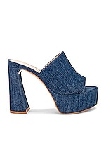 Gianvito Rossi Holly Platform Mule Sandal in Mid Blue, view 1, click to view large image.