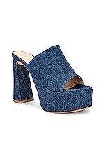 Gianvito Rossi Holly Platform Mule Sandal in Mid Blue, view 2, click to view large image.