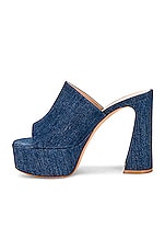 Gianvito Rossi Holly Platform Mule Sandal in Mid Blue, view 5, click to view large image.