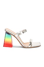 Gianvito Rossi Double Strap Sandal in Silver, view 1, click to view large image.