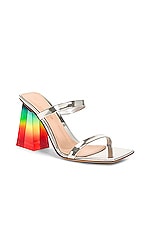 Gianvito Rossi Double Strap Sandal in Silver, view 2, click to view large image.