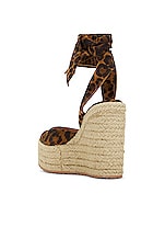 Gianvito Rossi Wrap Around Wedge in Almond Leopard Print & Natural, view 3, click to view large image.