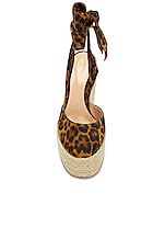 Gianvito Rossi Wrap Around Wedge in Almond Leopard Print & Natural, view 4, click to view large image.