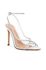 Gianvito Rossi Crystelle Plexi Sandal in Transparent, White, & White, view 2, click to view large image.