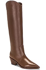 Gianvito Rossi Vitello Glove Boots in Brown, view 2, click to view large image.