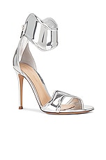 Gianvito Rossi Metal Sandal in Silver, view 2, click to view large image.