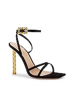 Gianvito Rossi Ankle Strap Sandal in Suede Black, view 2, click to view large image.