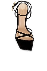 Gianvito Rossi Ankle Strap Sandal in Suede Black, view 4, click to view large image.