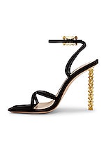 Gianvito Rossi Ankle Strap Sandal in Suede Black, view 5, click to view large image.
