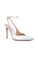 Gianvito Rossi Sling Back Pump in Silver, view 2, click to view large image.