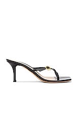Gianvito Rossi Ribbon Thong Sandal in Patent Black, view 1, click to view large image.