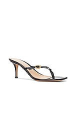 Gianvito Rossi Ribbon Thong Sandal in Patent Black, view 2, click to view large image.