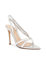 Gianvito Rossi Nappa Silk Heels in Silver, view 2, click to view large image.