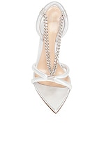 Gianvito Rossi Nappa Silk Heels in Silver, view 4, click to view large image.