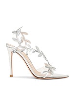 Gianvito Rossi Glass &amp; Metal Heels in Transparent & Silver, view 1, click to view large image.