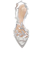 Gianvito Rossi Glass &amp; Metal Heels in Transparent & Silver, view 4, click to view large image.